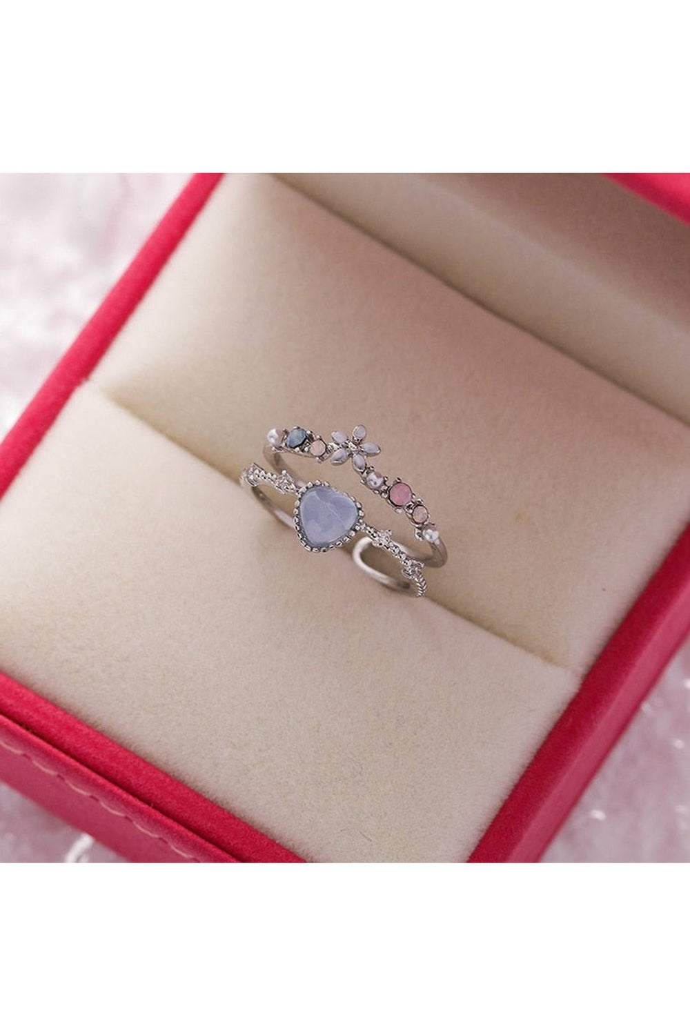 Y2k Aesthetic Crystal Flower Ring