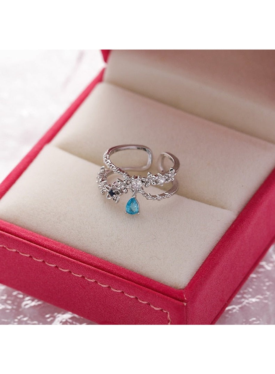 Y2k Aesthetic Crystal Flower Ring