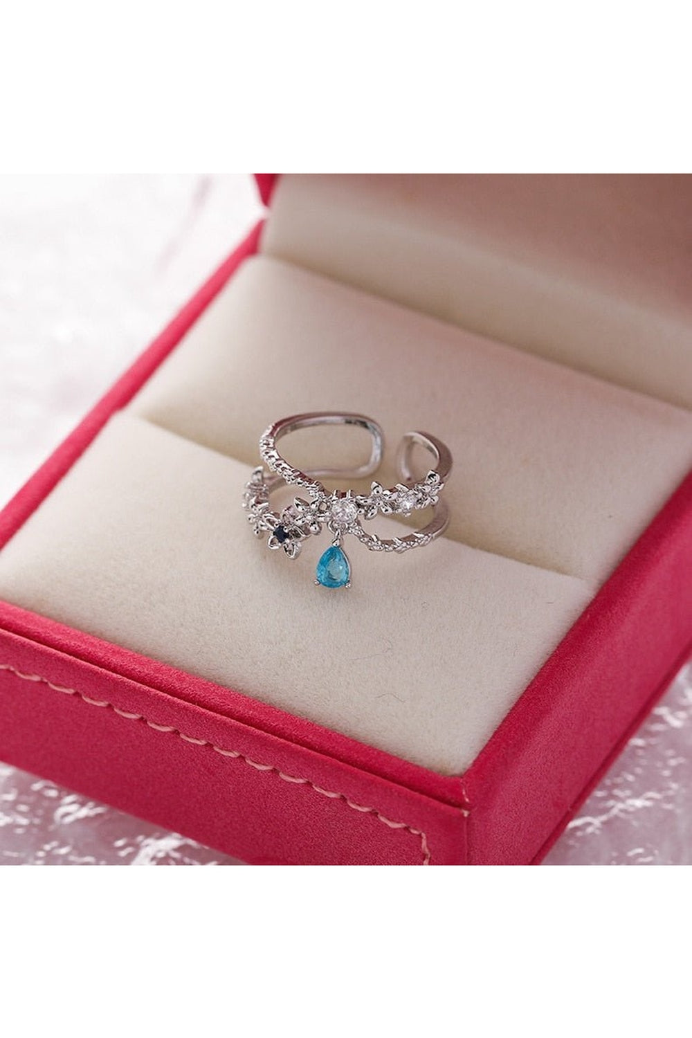 Y2k Aesthetic Crystal Flower Ring