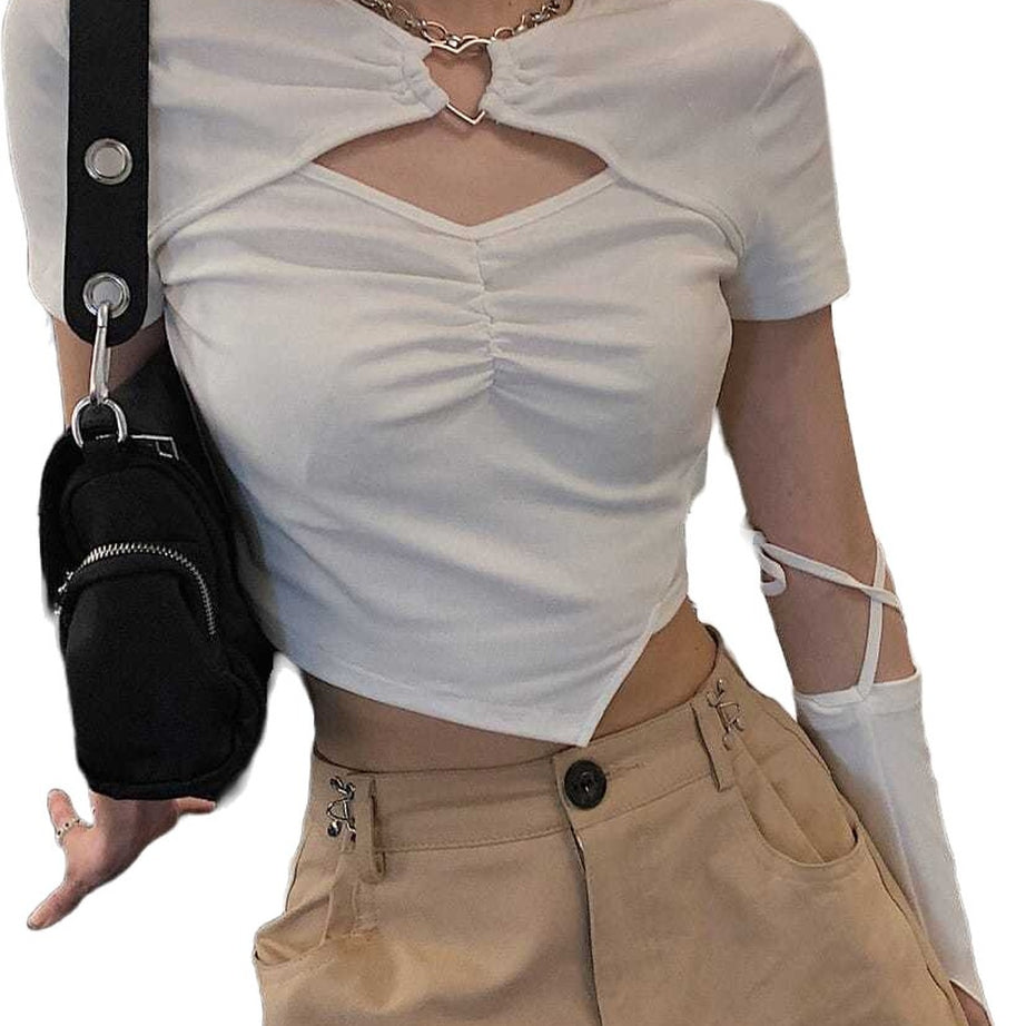 Y2k Acubi Hollow Out Casual Crop Top