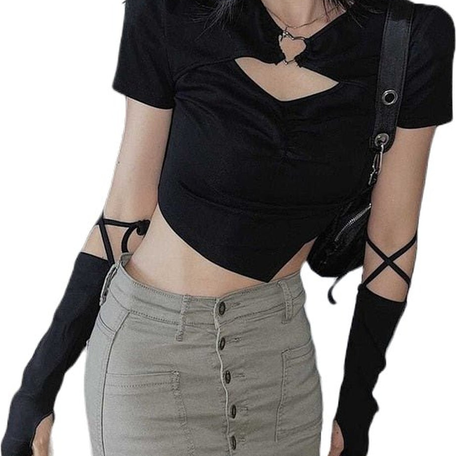 Y2k Acubi Hollow Out Casual Crop Top