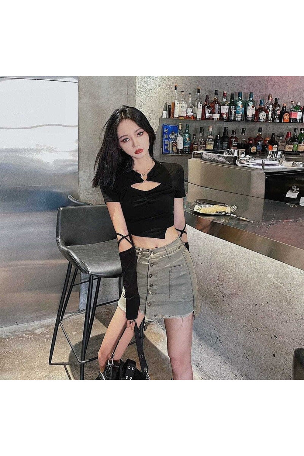 Y2k Acubi Hollow Out Casual Crop Top