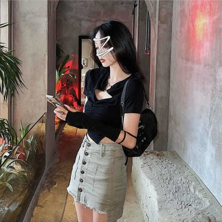 Y2k Acubi Hollow Out Casual Crop Top