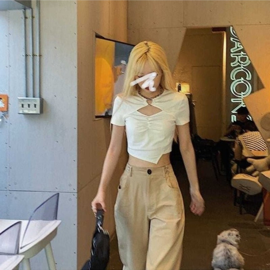 Y2k Acubi Hollow Out Casual Crop Top