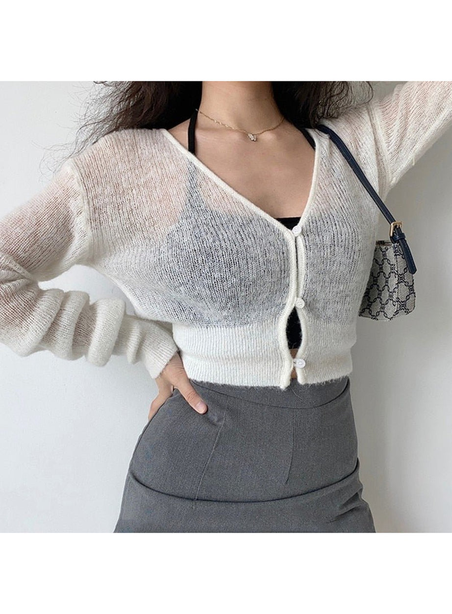 Y2k Aesthetic Knit Crop Cardigan