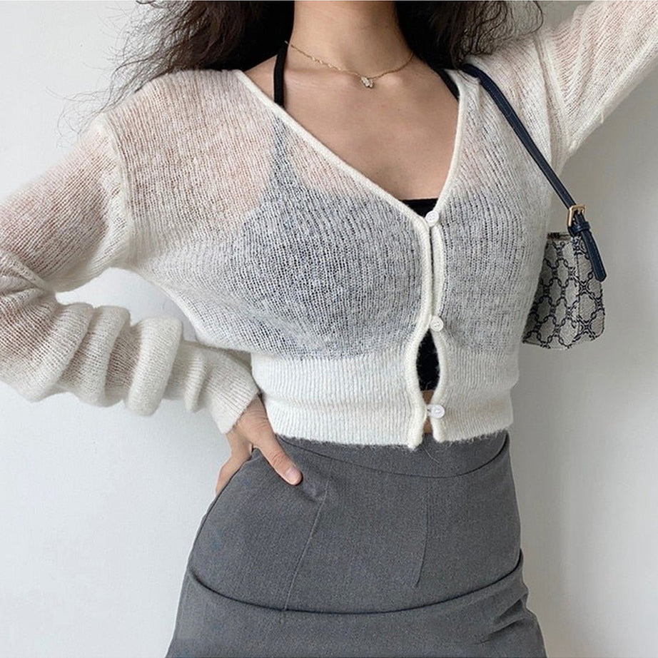 Y2k Aesthetic Knit Crop Cardigan