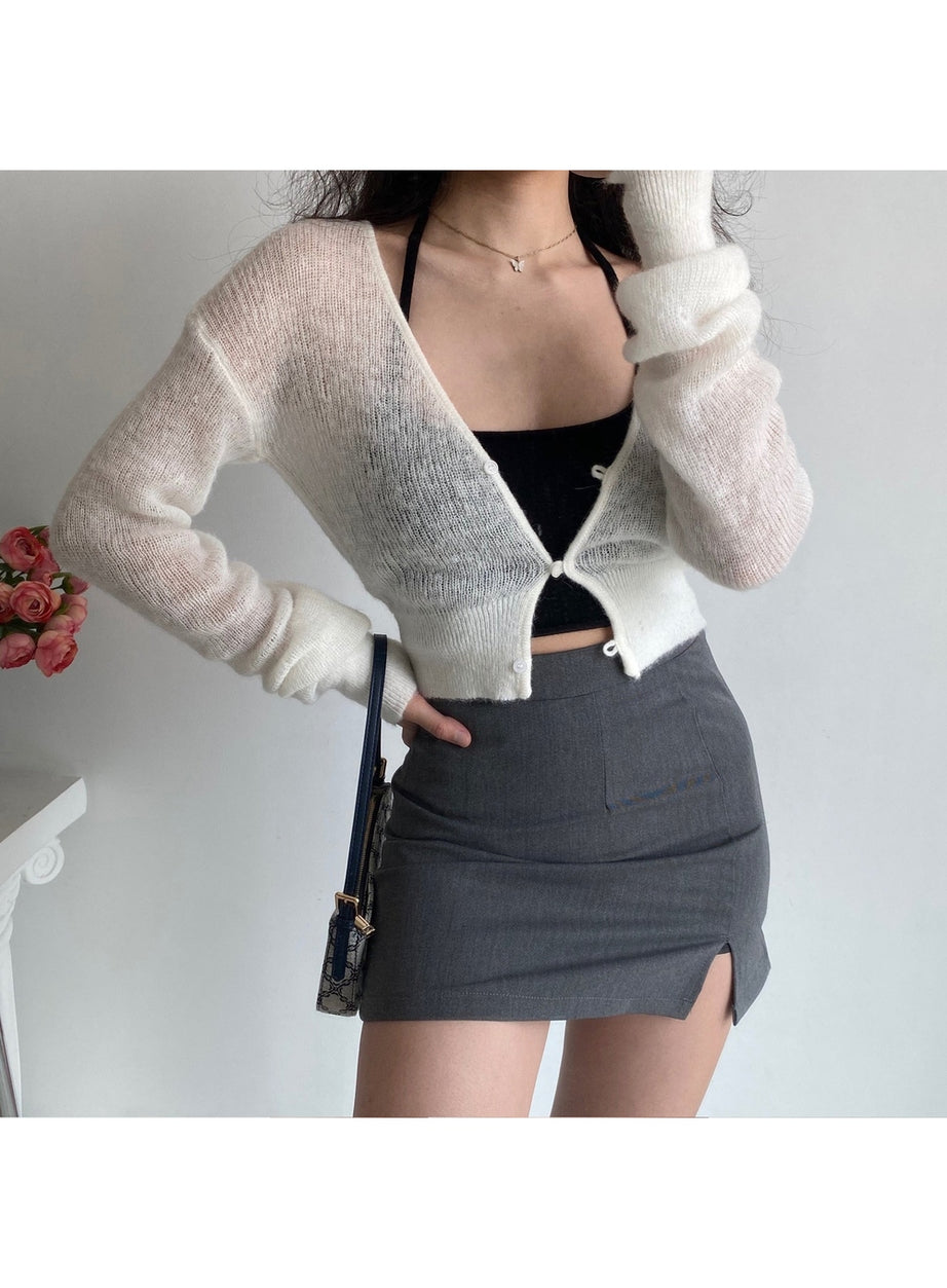 Y2k Aesthetic Knit Crop Cardigan