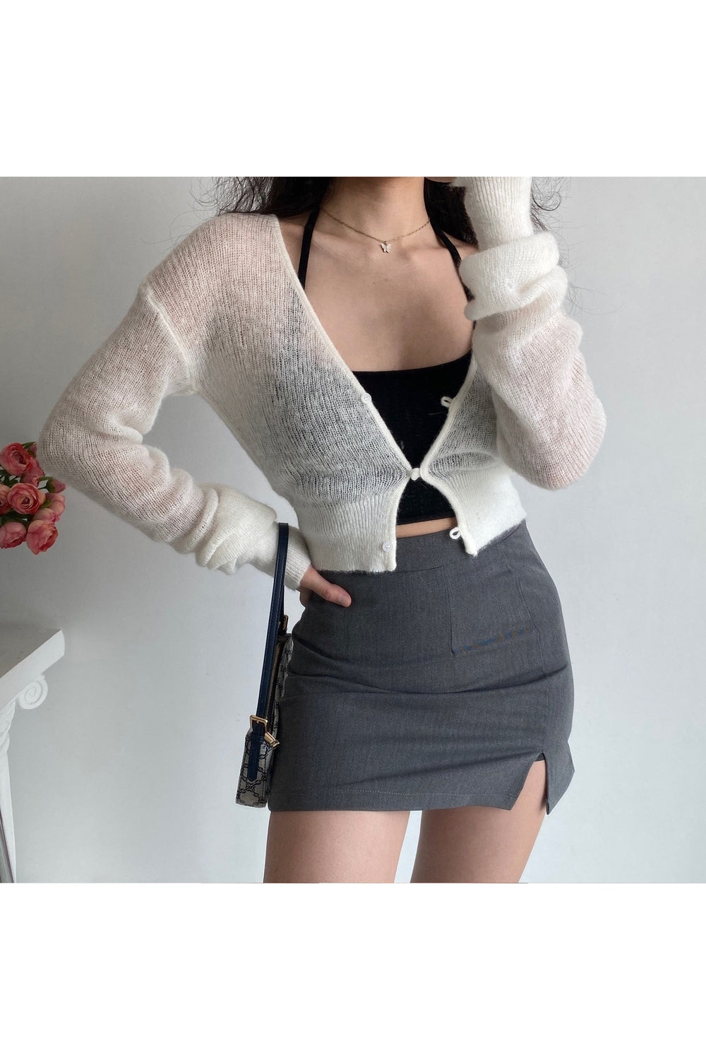 Y2k Aesthetic Knit Crop Cardigan