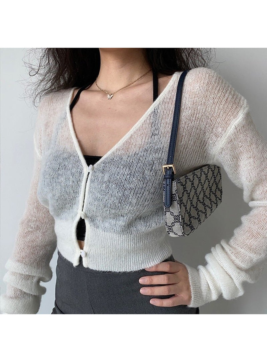 Y2k Aesthetic Knit Crop Cardigan