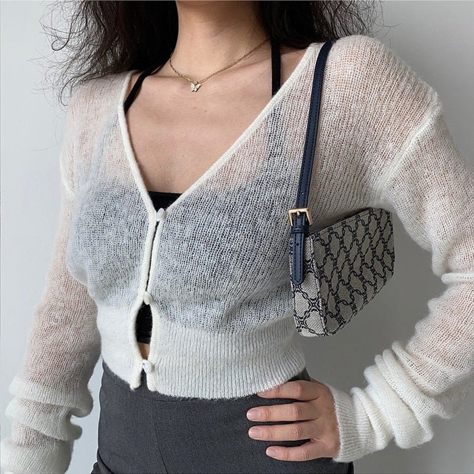Y2k Aesthetic Knit Crop Cardigan