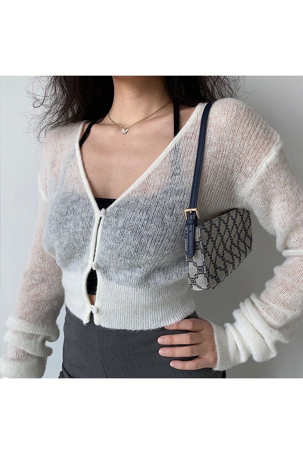 Y2k Aesthetic Knit Crop Cardigan