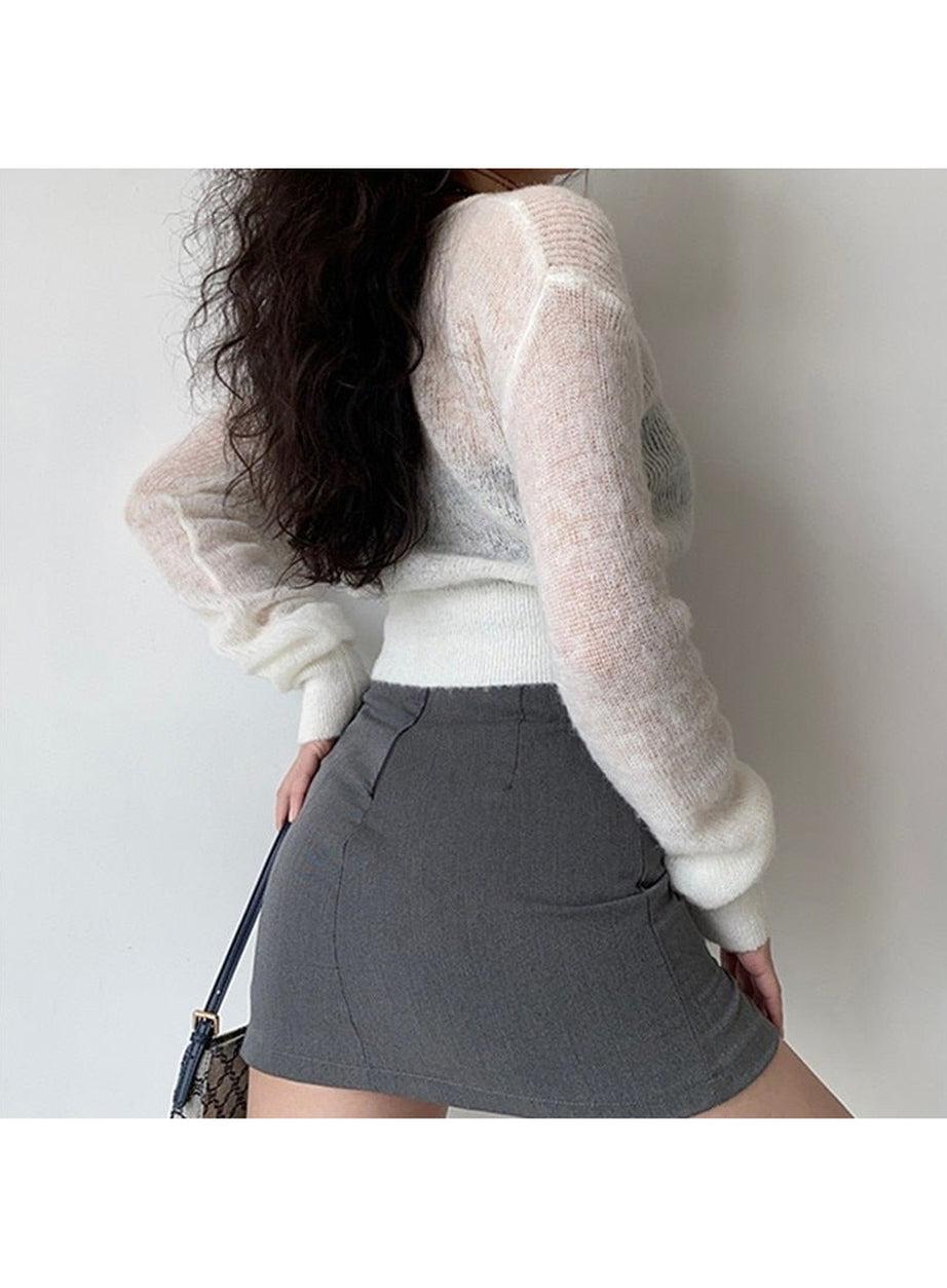 Y2k Aesthetic Knit Crop Cardigan