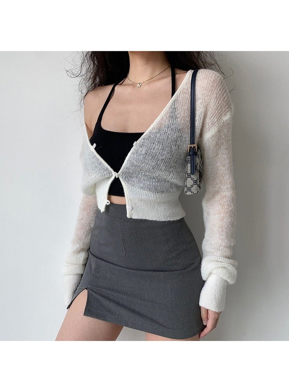 Y2k Aesthetic Knit Crop Cardigan