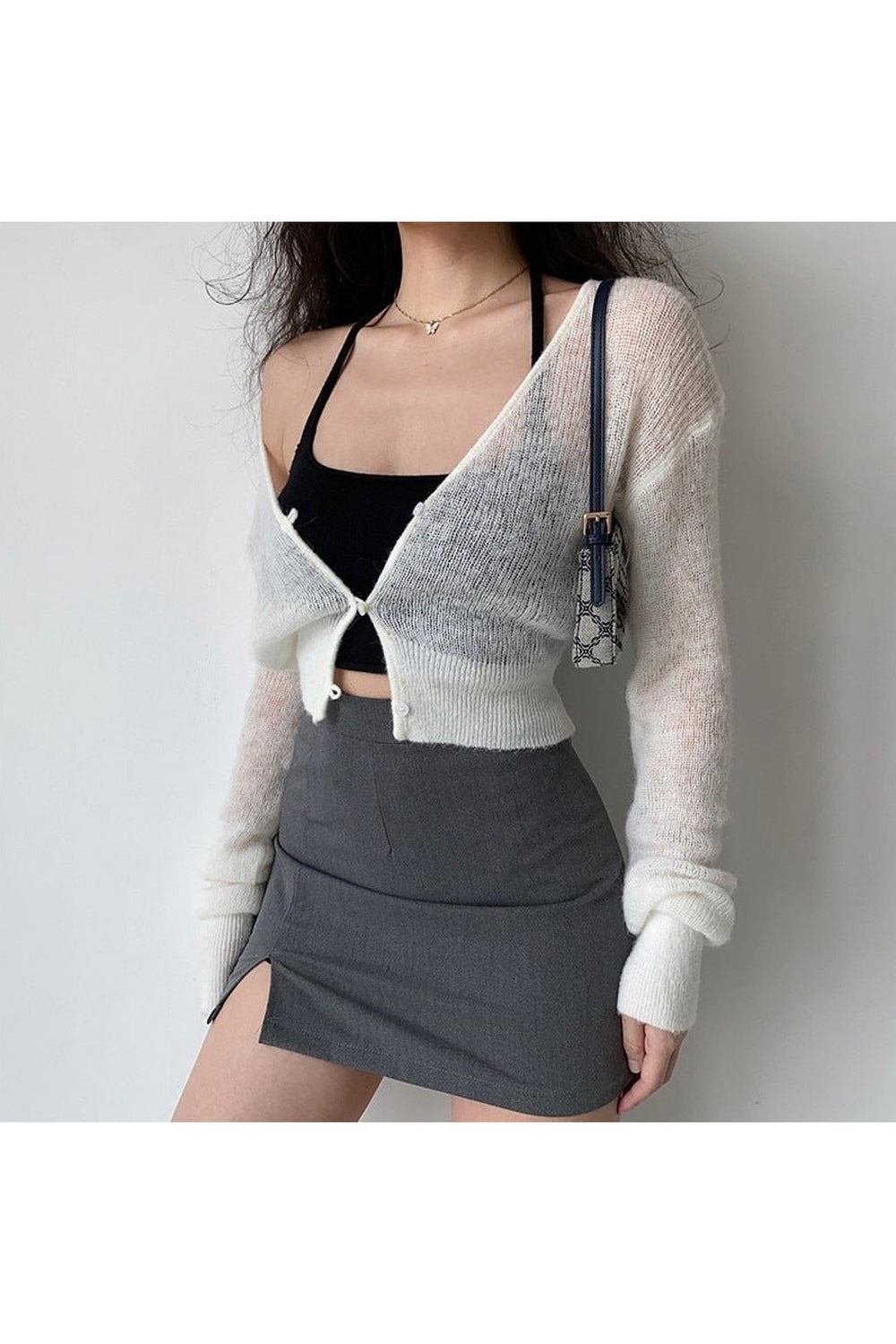 Y2k Aesthetic Knit Crop Cardigan