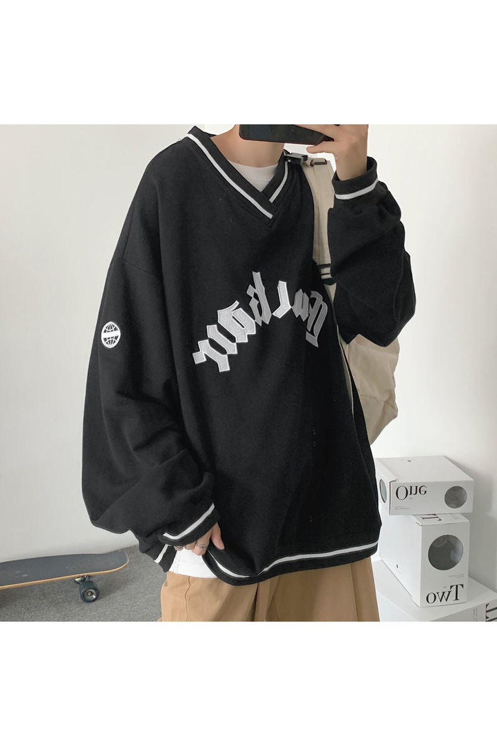 Y2k Aesthetic Letter Print Oversize Sweatshirt