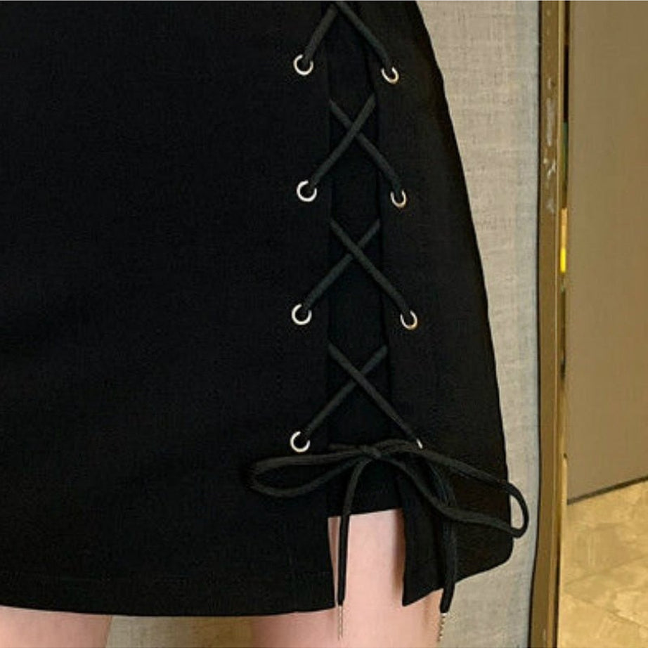 Y2k Aesthetic Mini Lace-up Skirt
