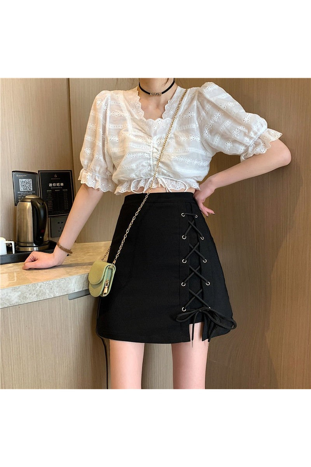 Y2k Aesthetic Mini Lace-up Skirt