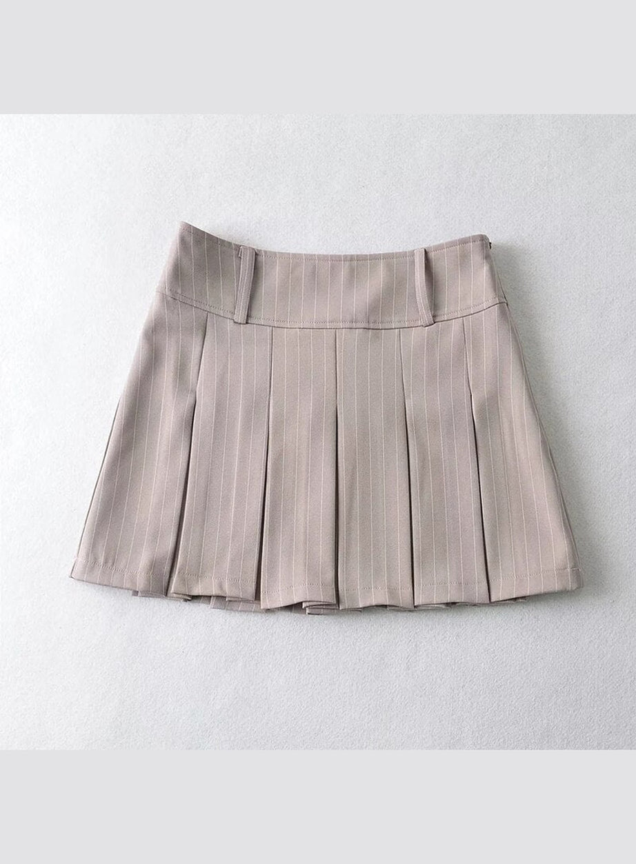 Y2k Aesthetic Pleated Striped Mini Skirt