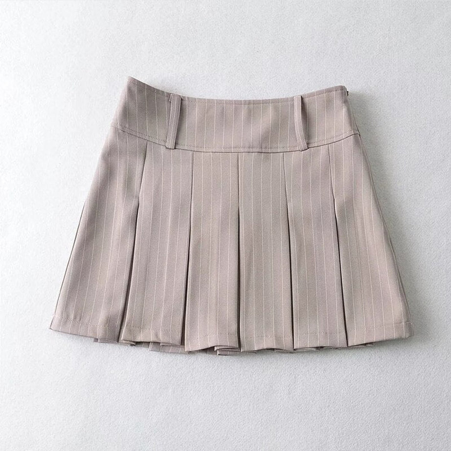 Y2k Aesthetic Pleated Striped Mini Skirt