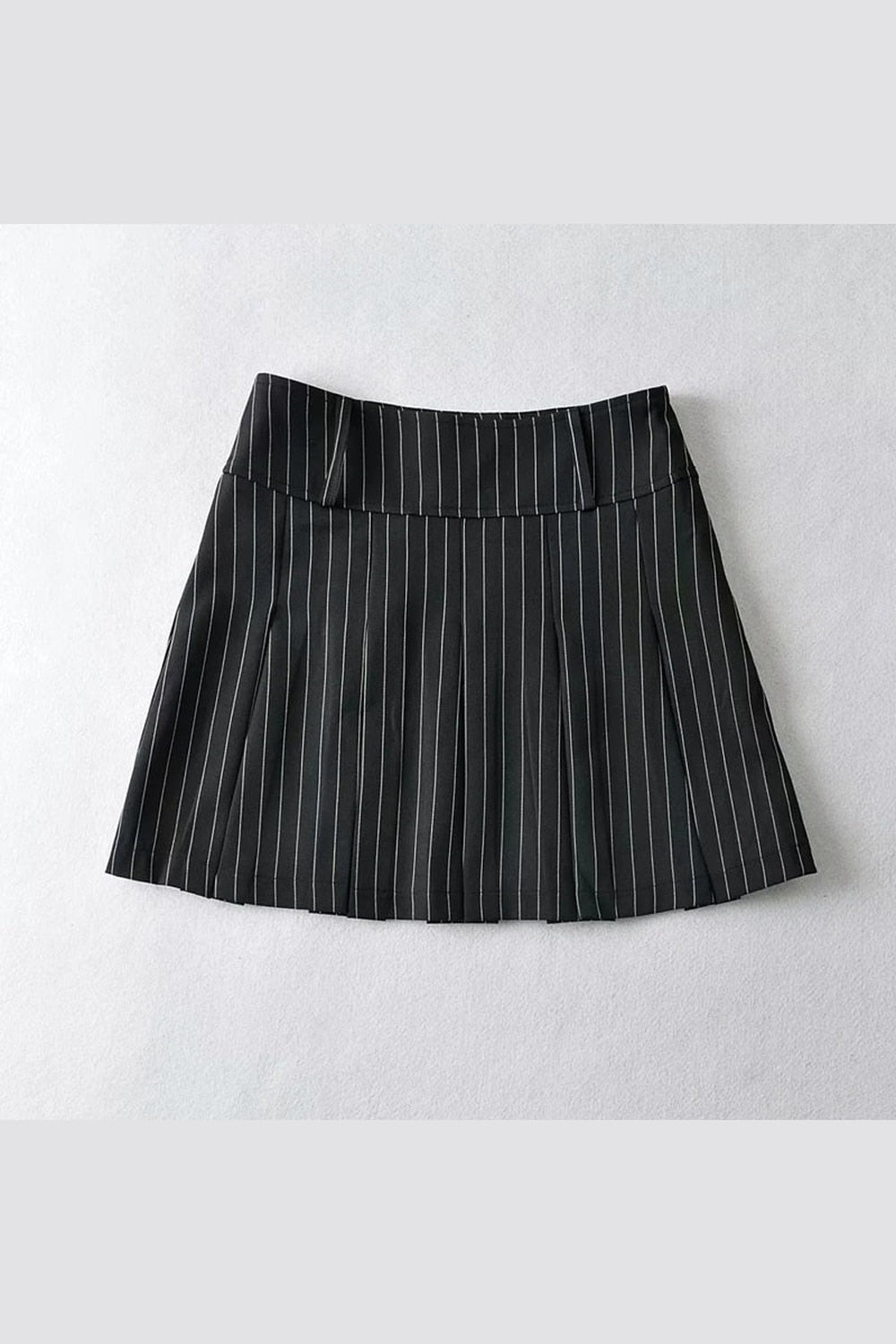 Y2k Aesthetic Pleated Striped Mini Skirt