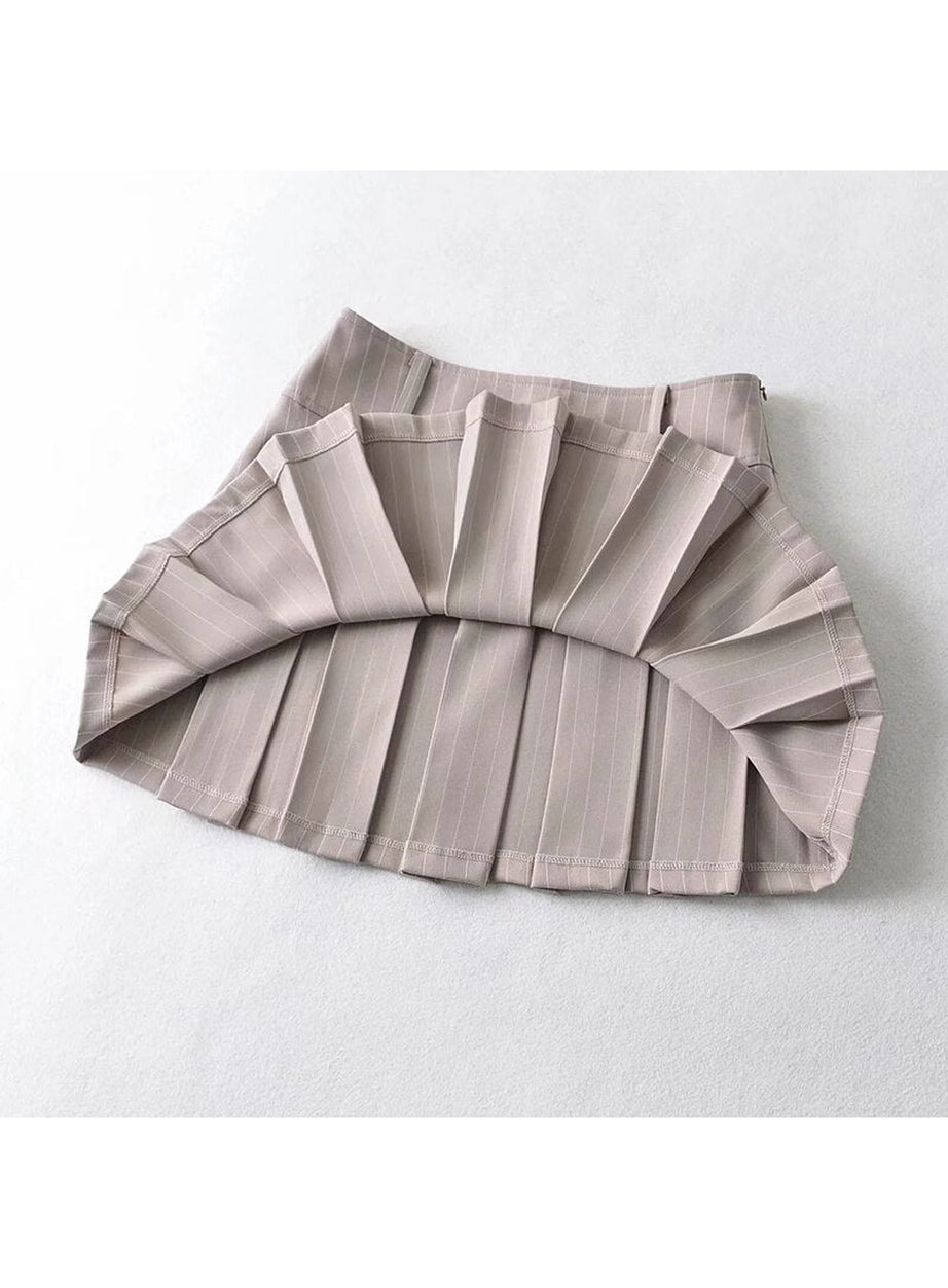 Y2k Aesthetic Pleated Striped Mini Skirt