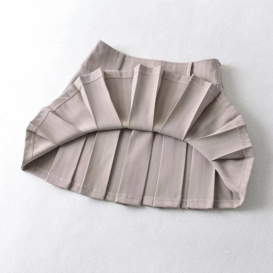 Y2k Aesthetic Pleated Striped Mini Skirt