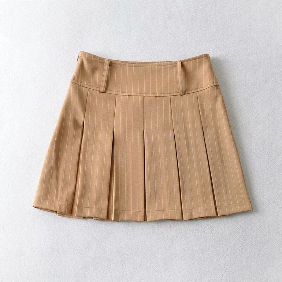 Y2k Aesthetic Pleated Striped Mini Skirt
