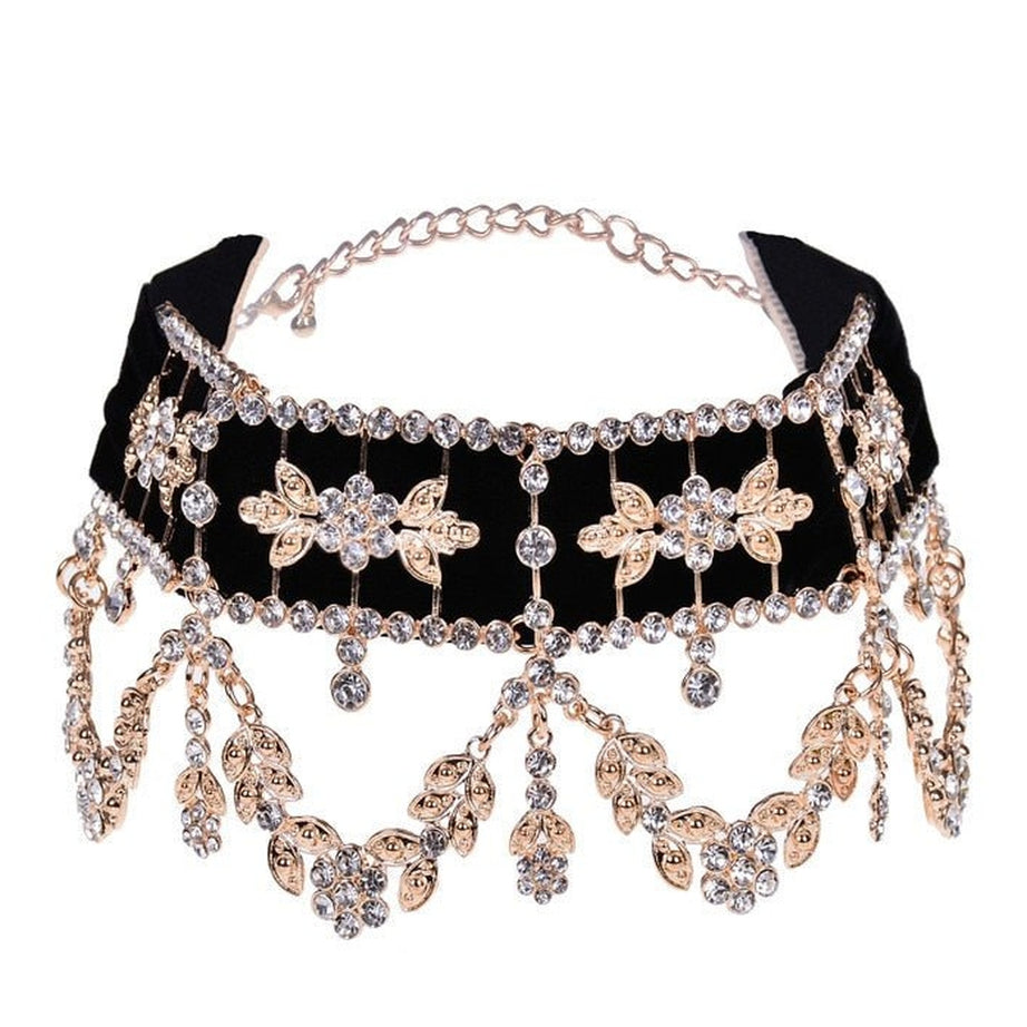 Y2k Aesthetic Rhinestone Flower Necklace