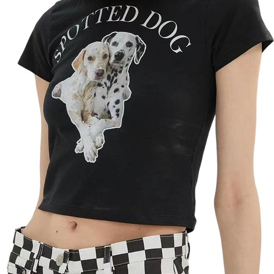 Y2k Aesthetic Spotted Dog Crop Top