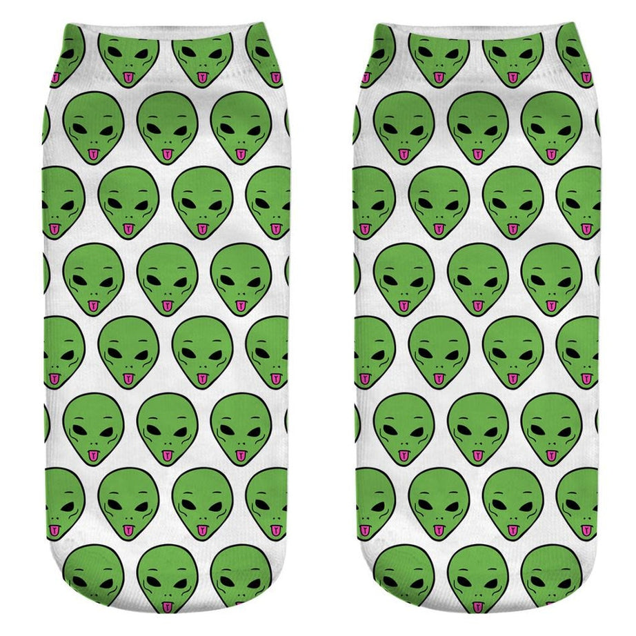 Y2k Alien Cotton Socks