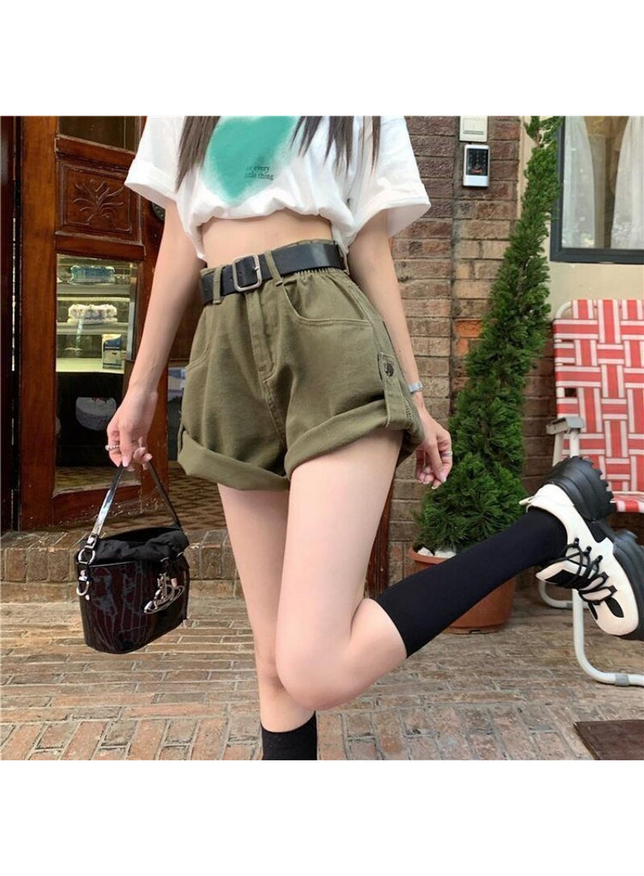 Y2k All-match High Waist Denim Shorts