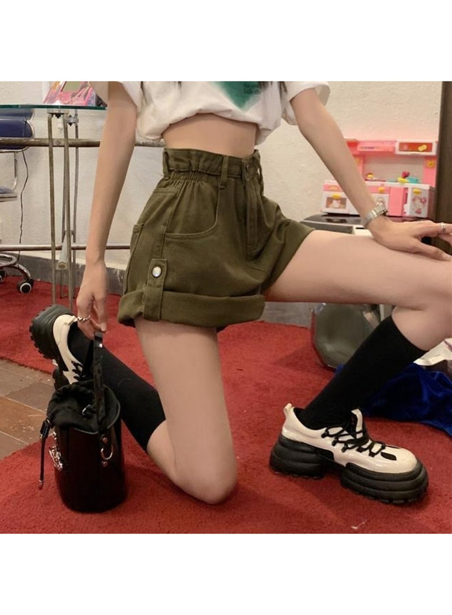 Y2k All-match High Waist Denim Shorts