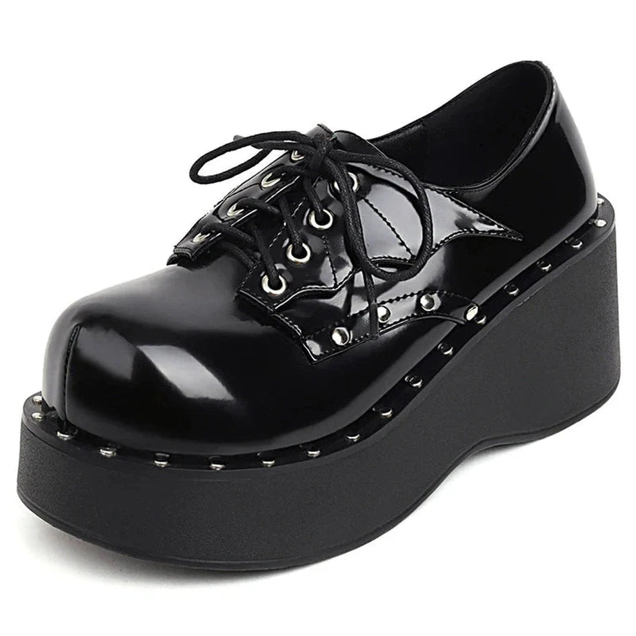 Y2k Alt Black Rivets Ankle Boots
