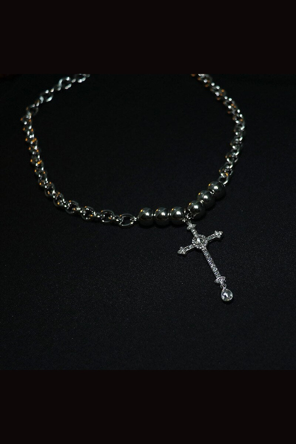 Y2k Alt Crystal Cross Necklace