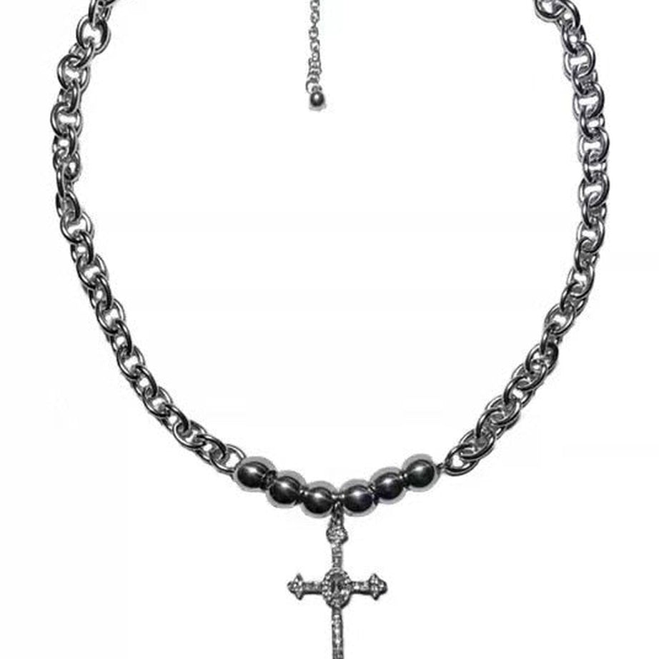 Y2k Alt Crystal Cross Necklace