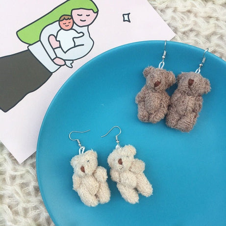 Alt Cute Plush Bear Earrings - Earrings