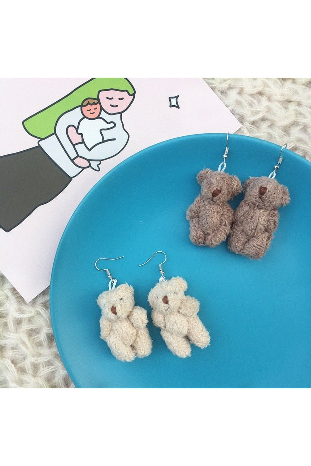 Y2k Alt Cute Plush Bear Earrings