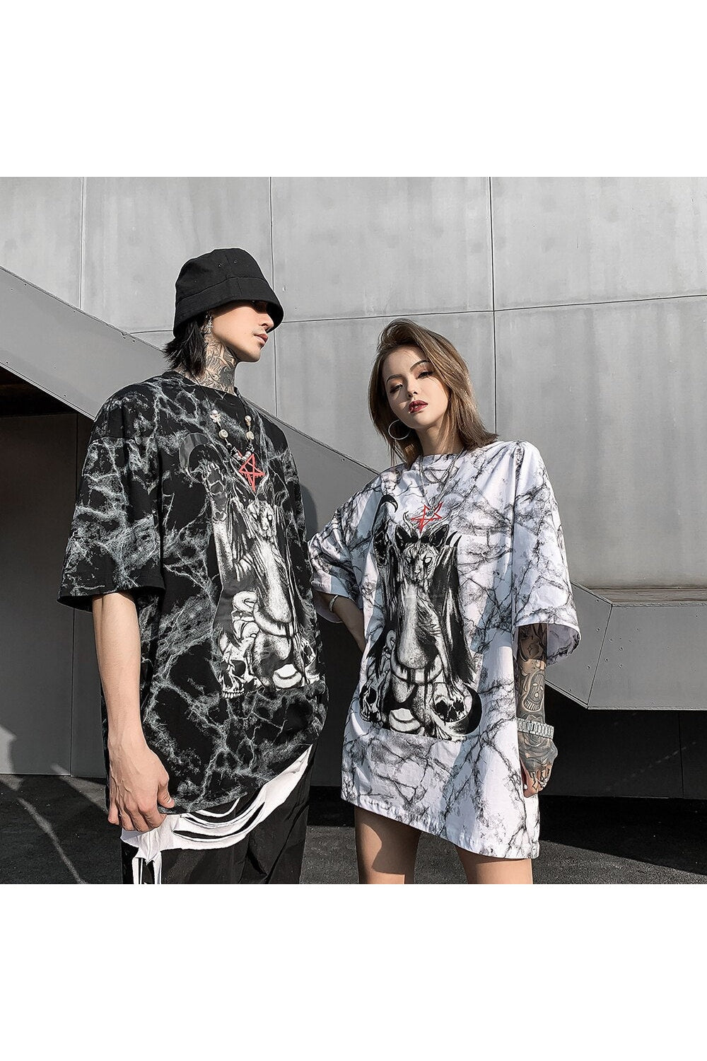 Y2k Alt Goth Oversized T-Shirt Black Cat