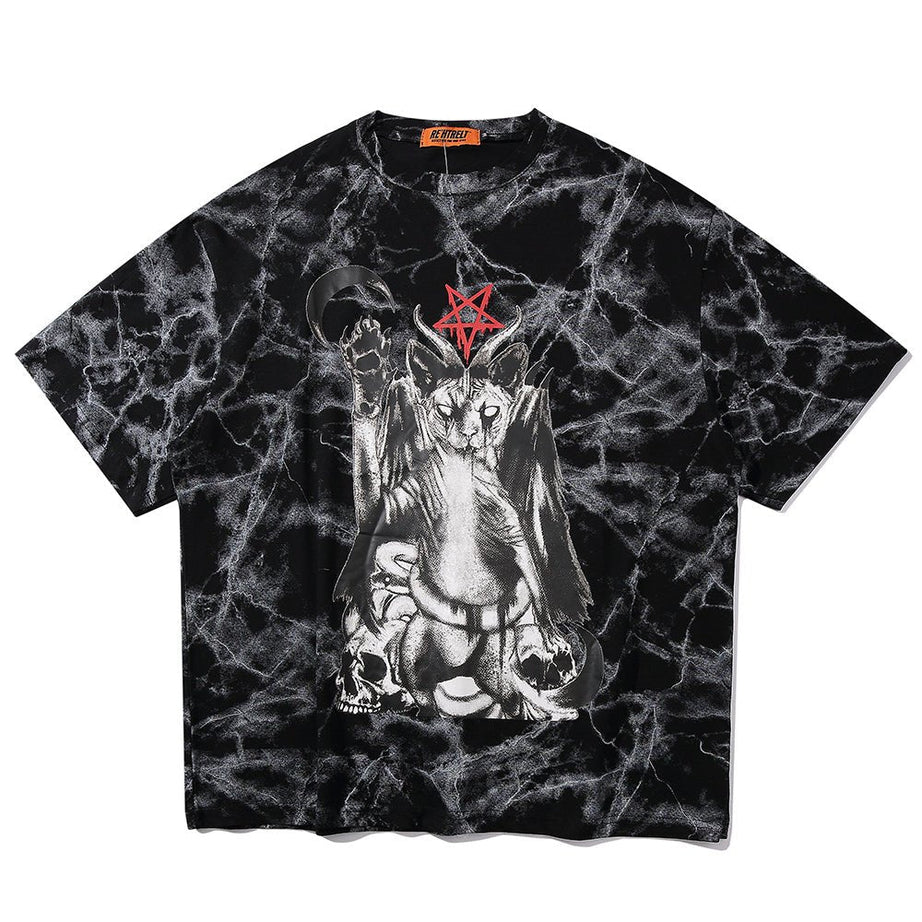 Y2k Alt Goth Oversized T-Shirt Black Cat