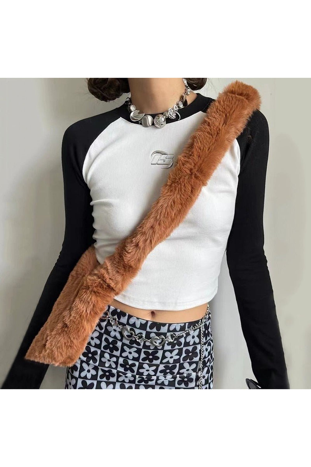 Y2k Acubi White Long Sleeve Crop Top