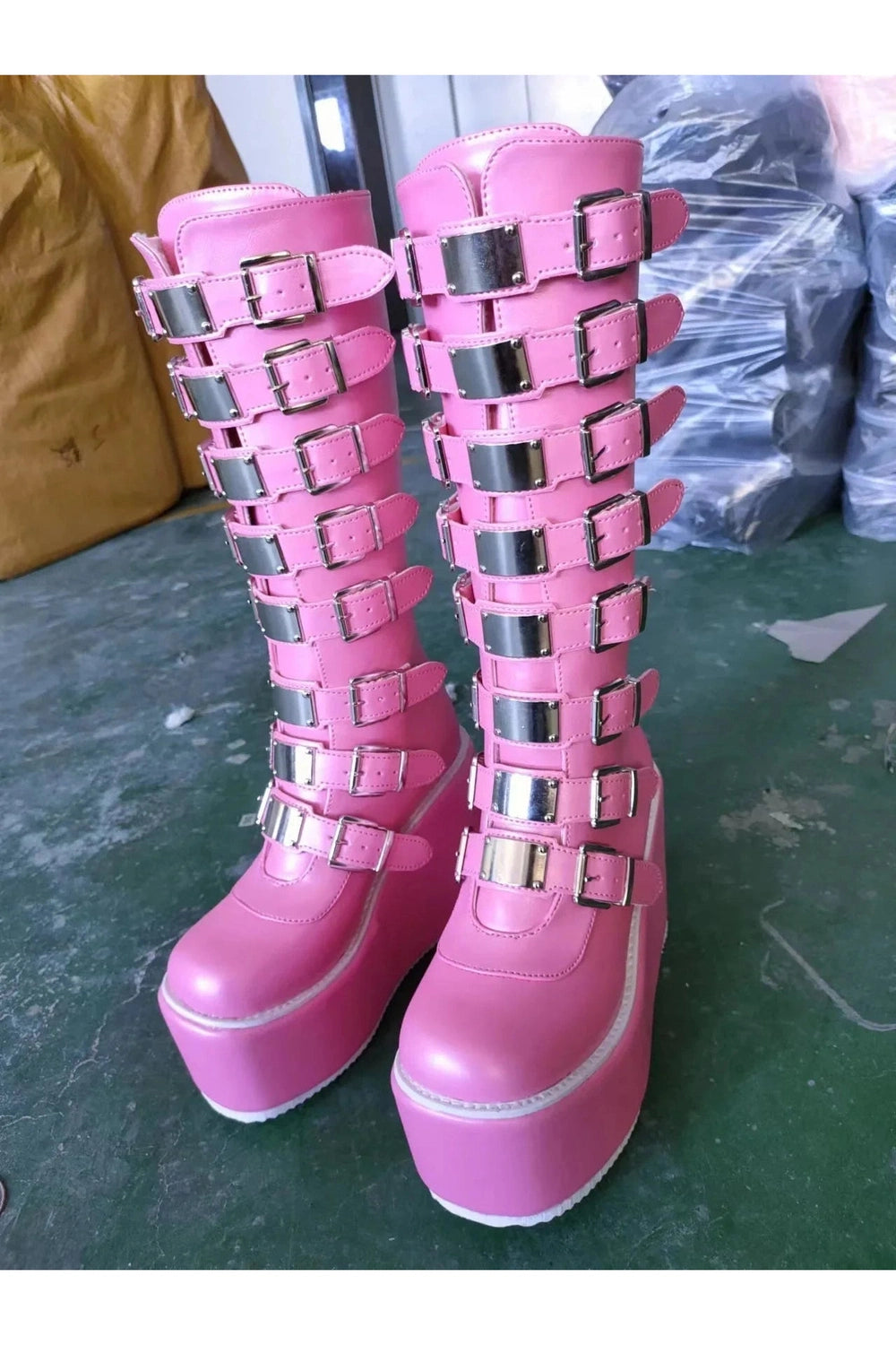 Y2k Alt Heart Buckle Knee Boots