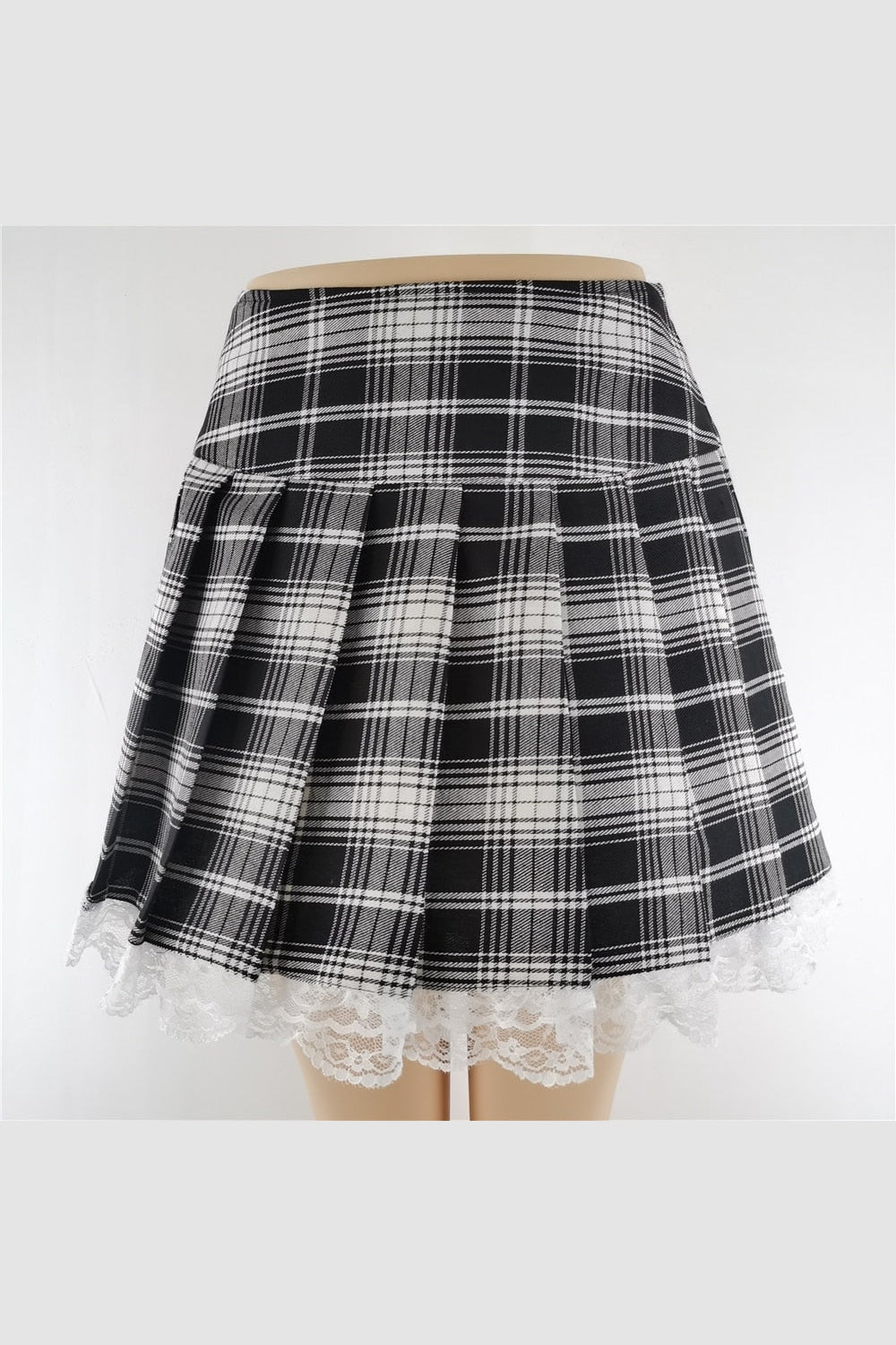 Y2k Alt Lace Plaid Skirt