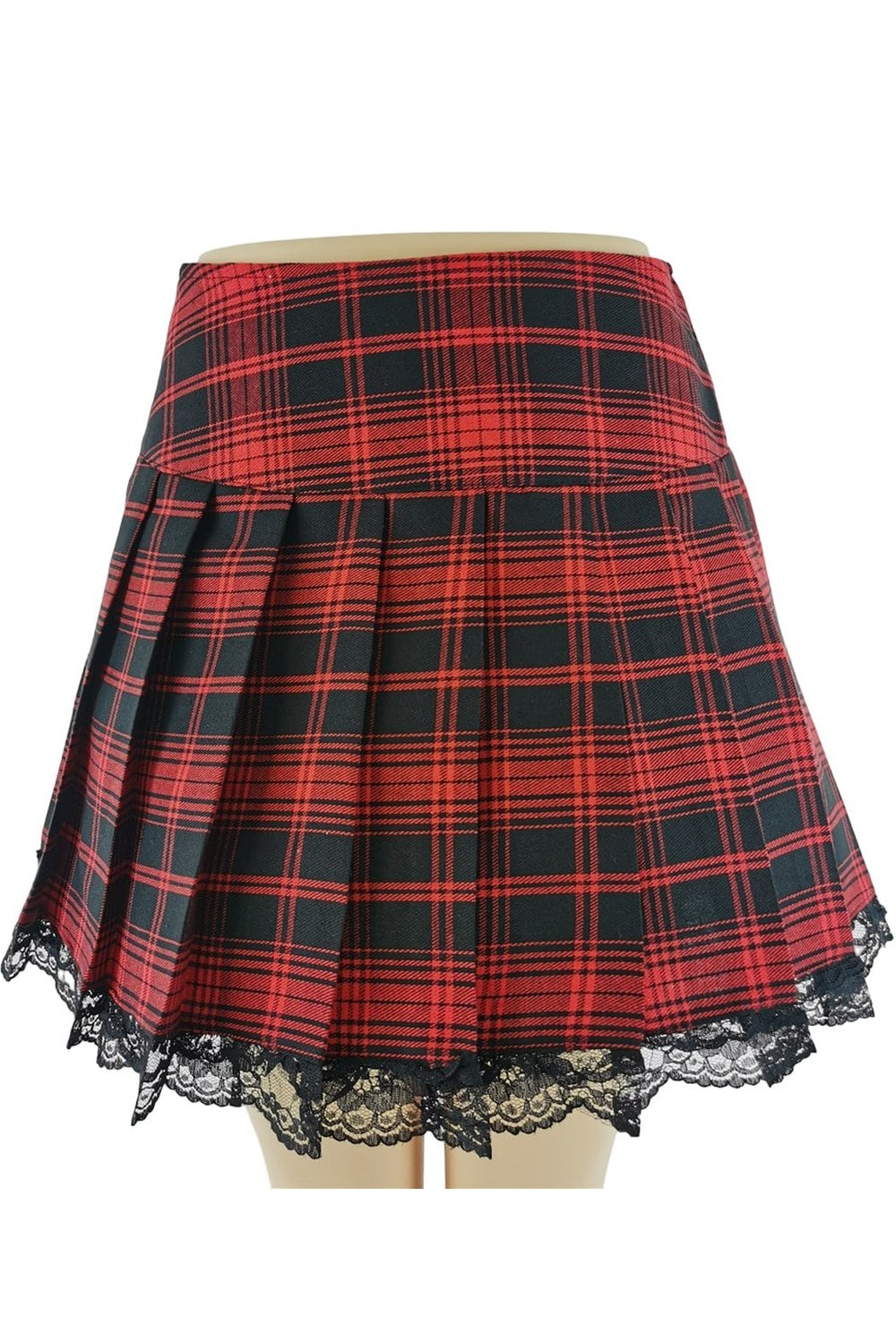 Y2k Alt Lace Plaid Skirt