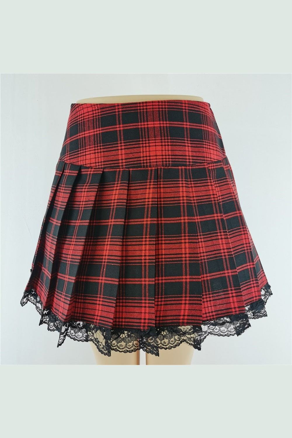 Y2k Alt Lace Plaid Skirt
