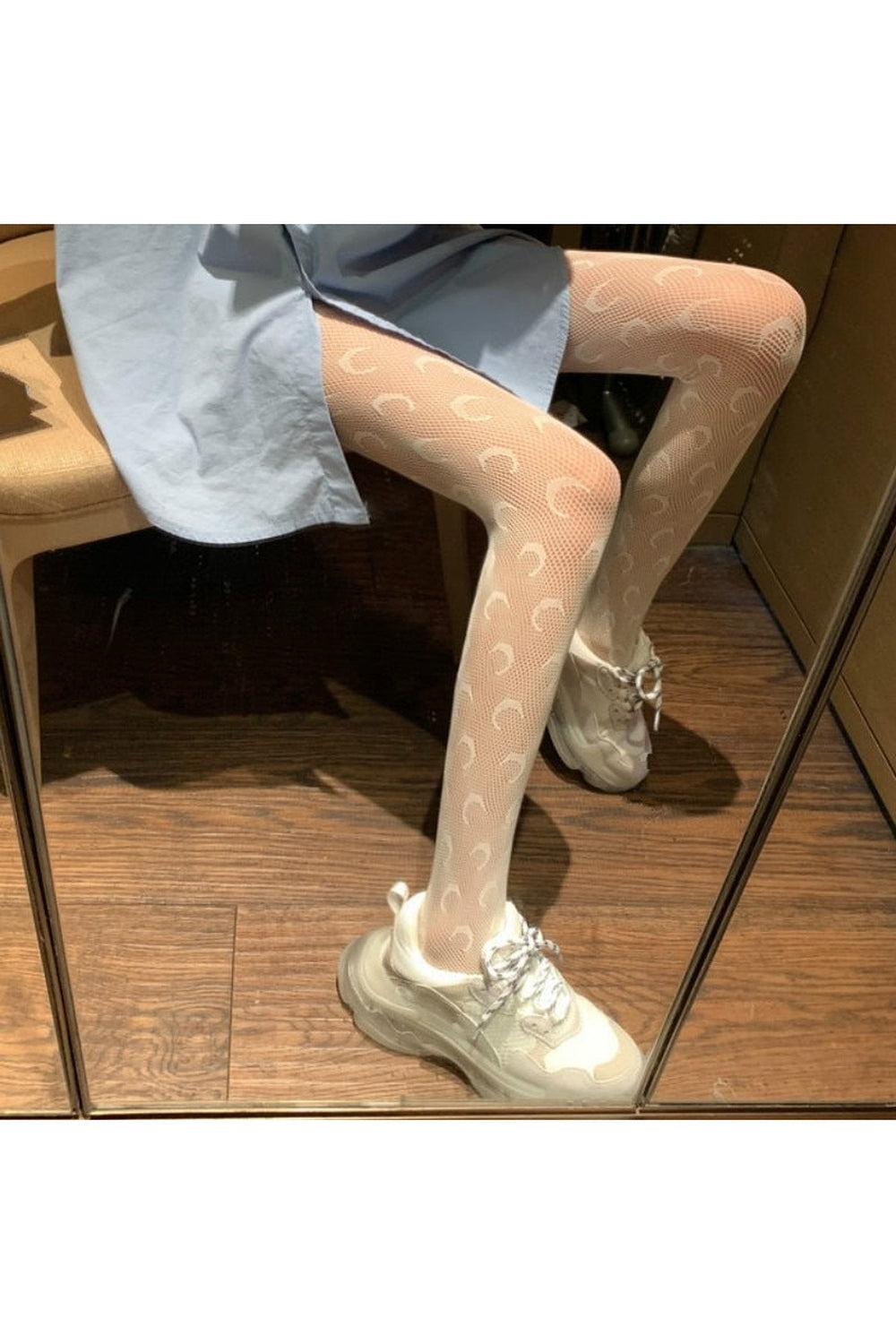 Y2k Alt Moon Pattern Tights Fishnet