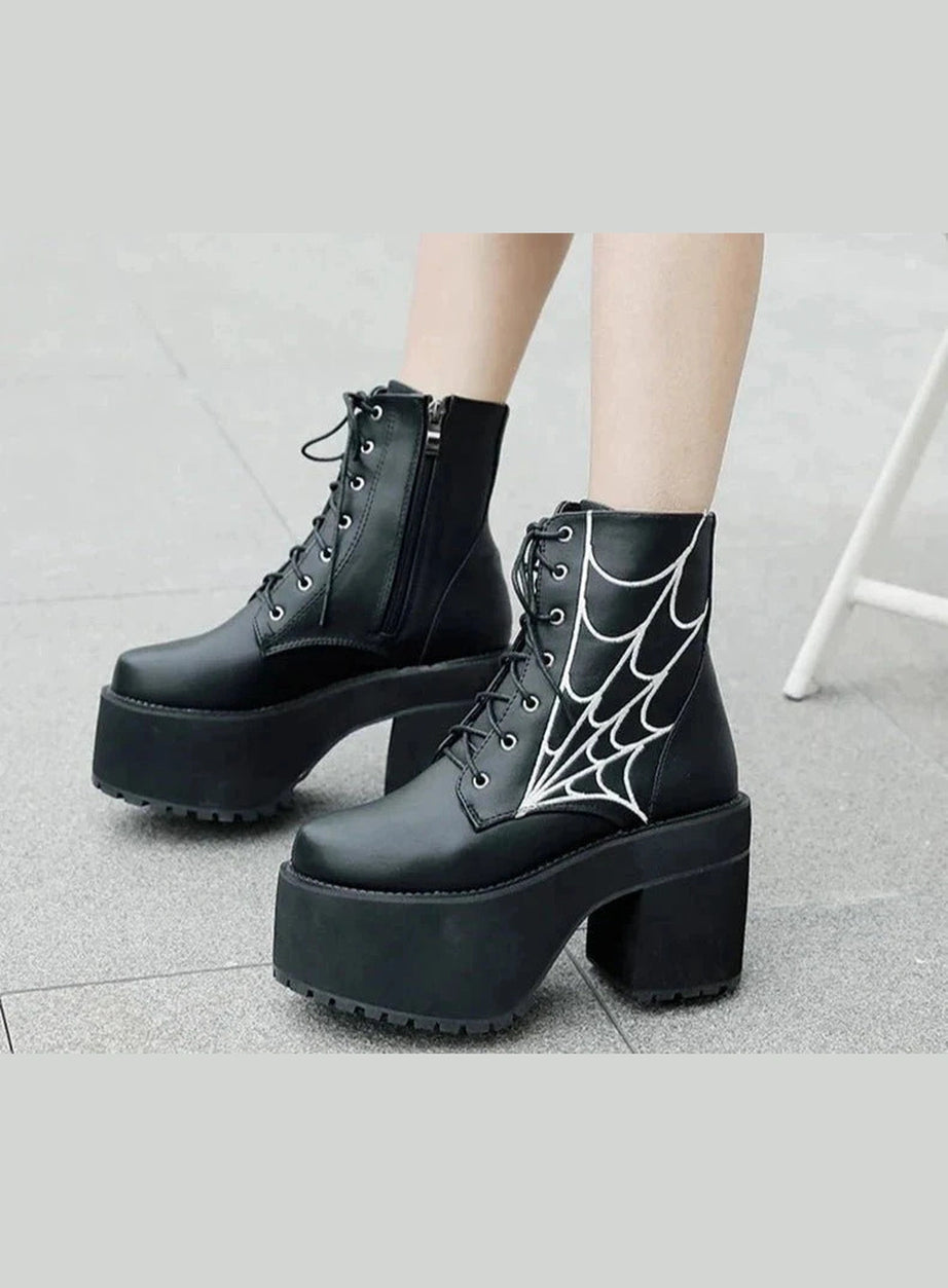 Y2k Alt Rivet Burgundy Platform Shoes