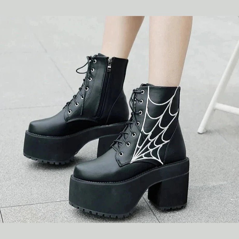 Y2k Alt Rivet Burgundy Platform Shoes