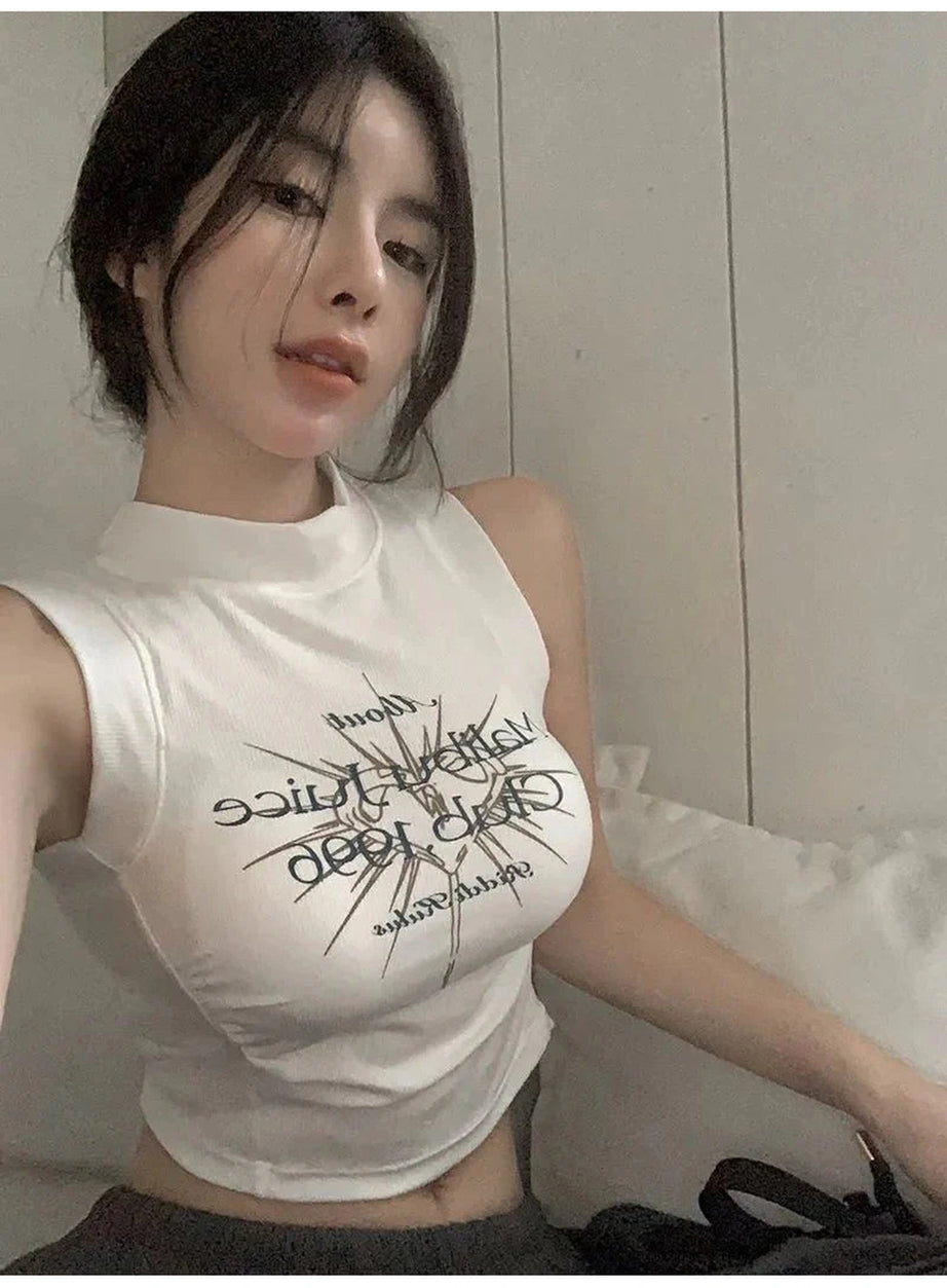 Y2k Acubi Spring Print Shirring Top