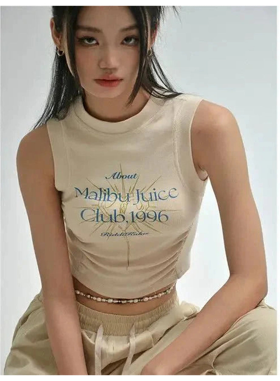 Y2k Acubi Spring Print Shirring Top