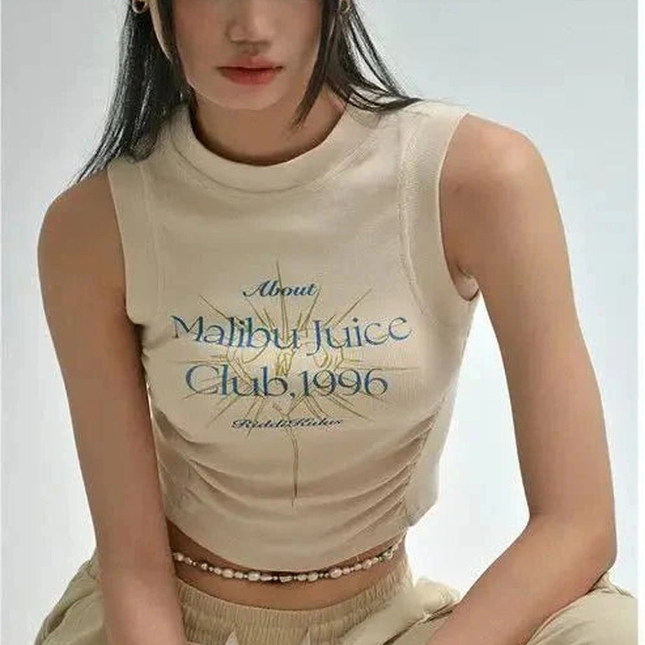 Y2k Acubi Spring Print Shirring Top